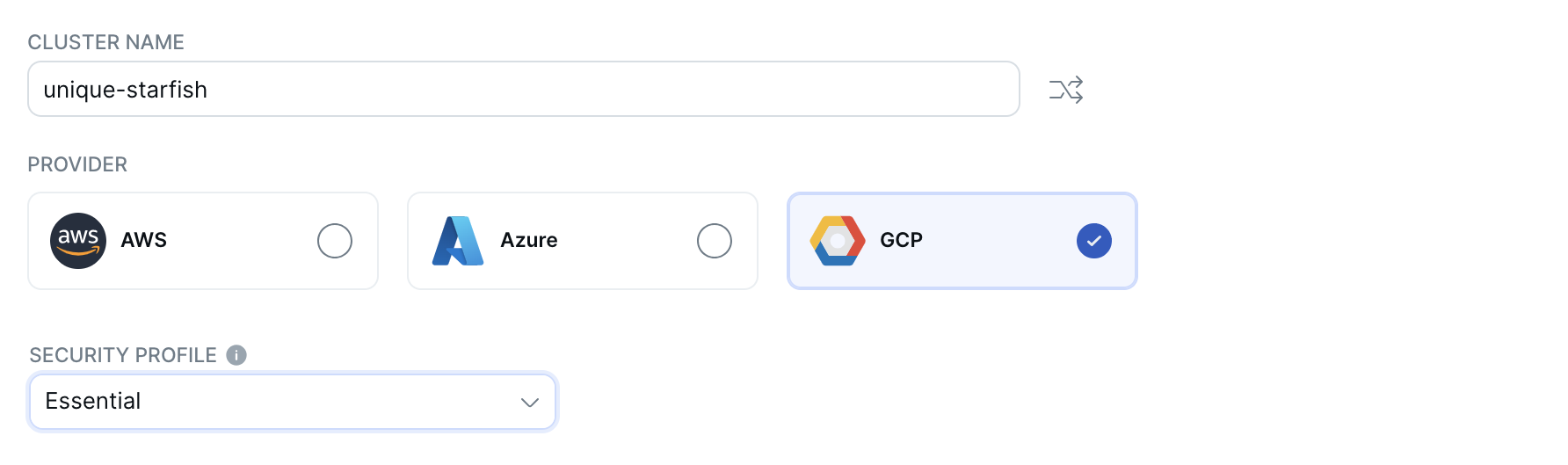 Add Cluster Wizard - General Settings Add Cluster Wizard - General Settings