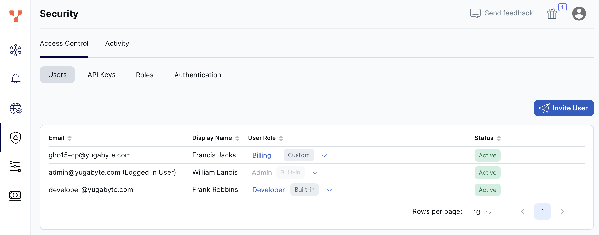 Users page Users page